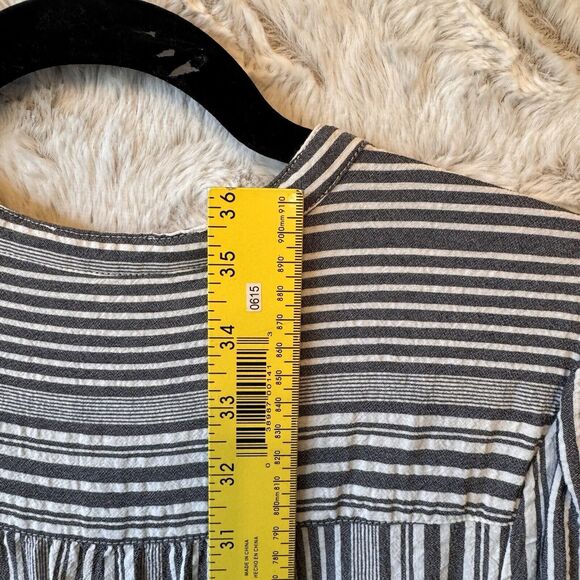 Lucky Brand Dress M Long Sleeve Riley V-Neck Tie Waist Striped - Picture 12 of 14